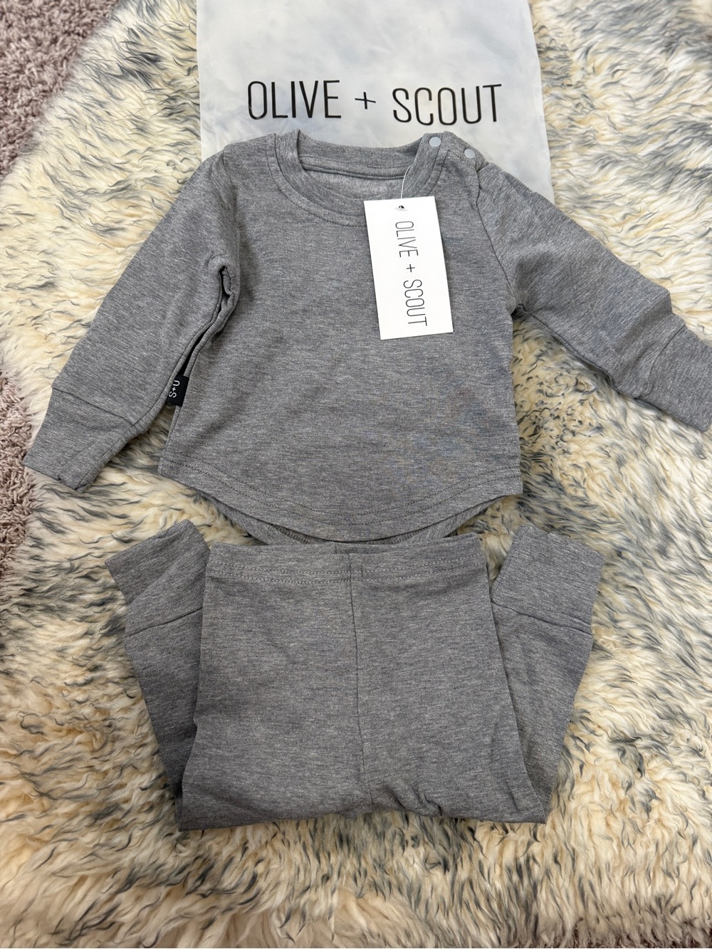Olive + Scout Baby Gray Knit Jogger Set